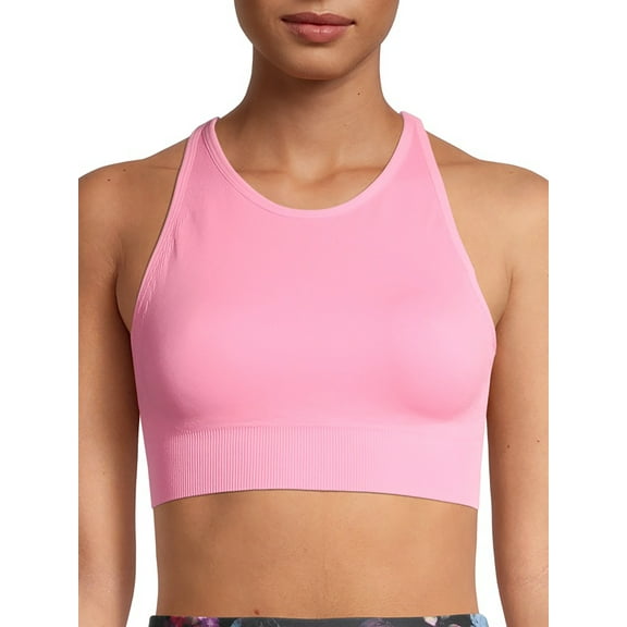 Avia Women’s Medium Support Seamless High Neck Strappy Back Sports Bra