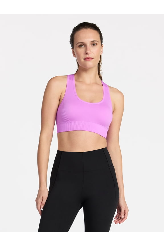 Women's Medium Support Seamless Racerback Sports Bra, Sizes S-XXXL