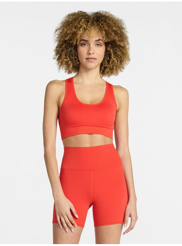 Women's Medium Support Seamless Racerback Sports Bra, Sizes S-XXXL