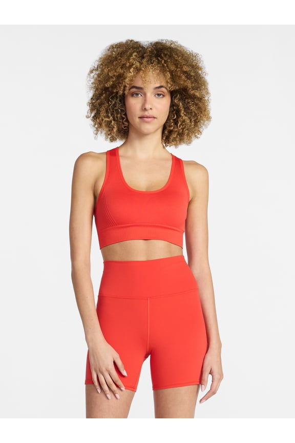 Women's Medium Support Seamless Racerback Sports Bra, Sizes S-XXXL