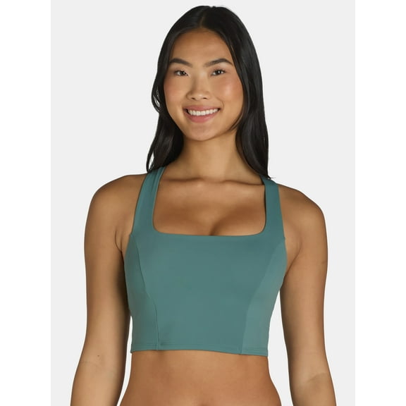 Avia Square Neck Sports Bra for Women, Medium Support, S-3XL