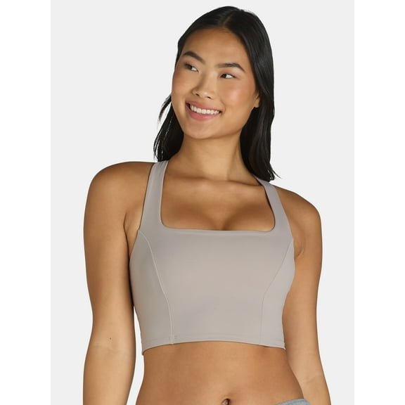 Avia Square Neck Sports Bra for Women, Medium Support, S-3XL