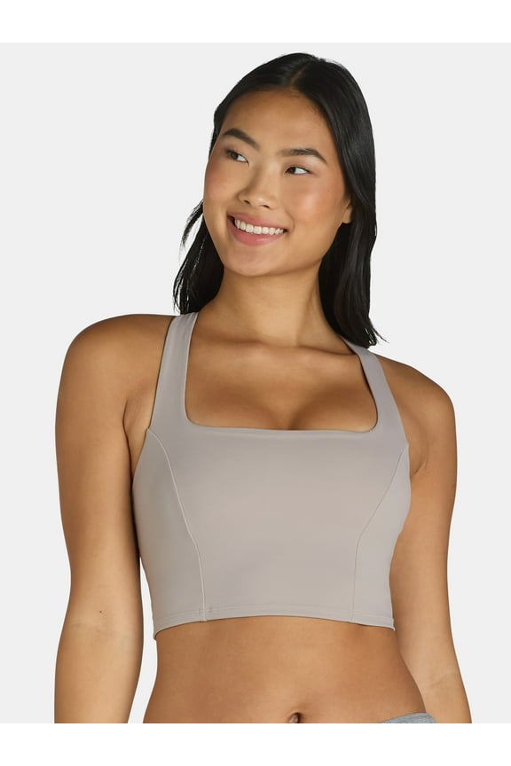 Square Neck Sports Bra for Women, Medium Support, S-3XL