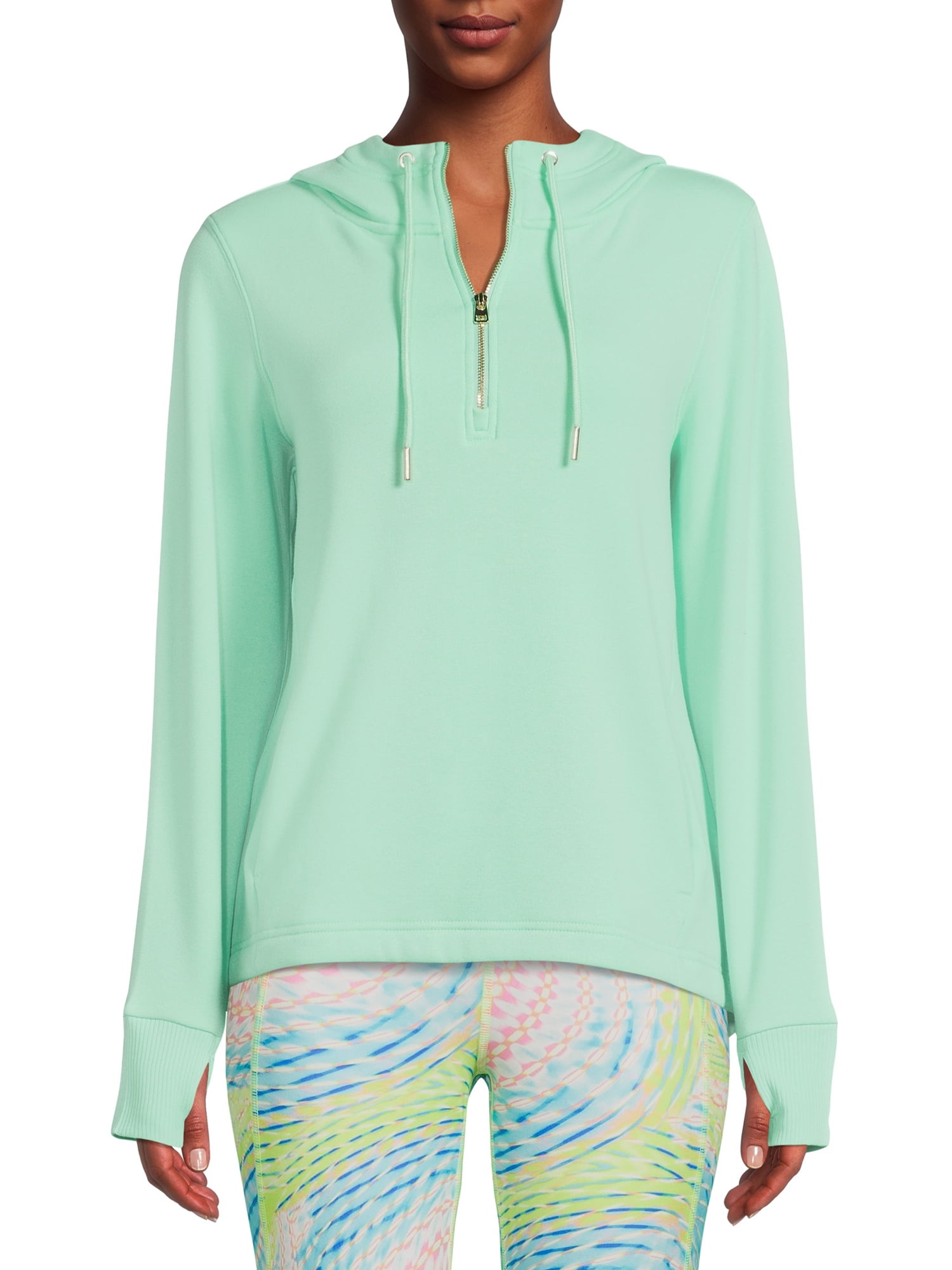 Avia Women's Mink Back Quarter Zip Hoodie With Thumbholes