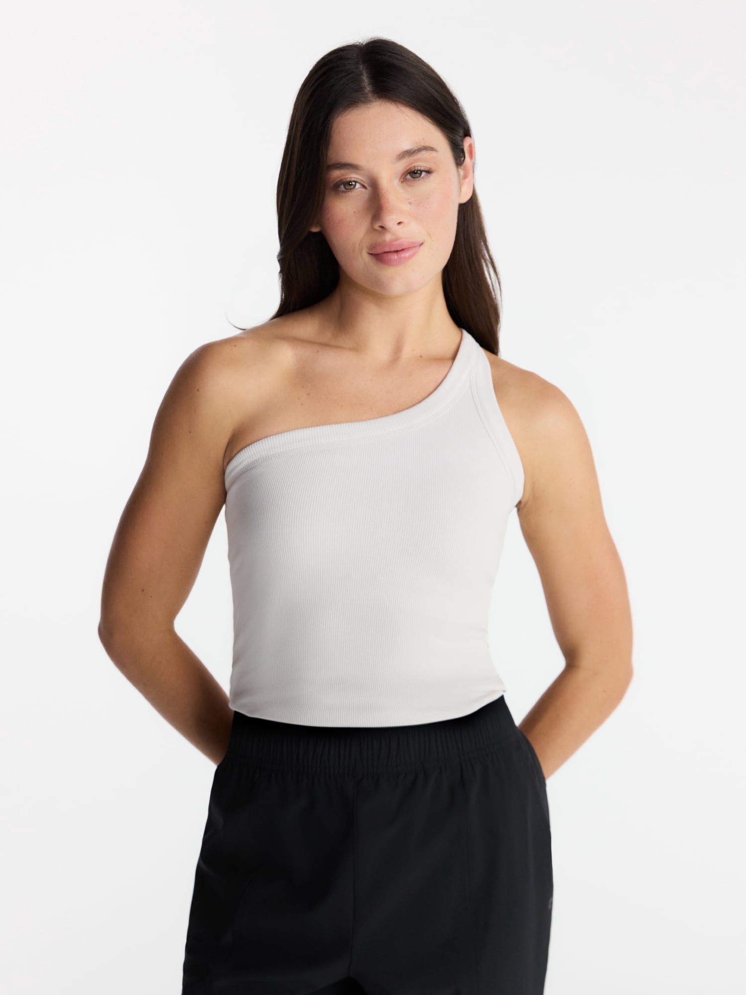 Avia Women's One Shoulder Ribbed Tank Top, Sizes XS-XXXL