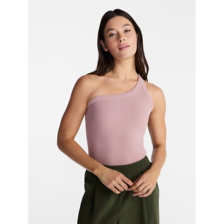 Avia Women's One Shoulder Ribbed Tank Top, Sizes XS-XXXL