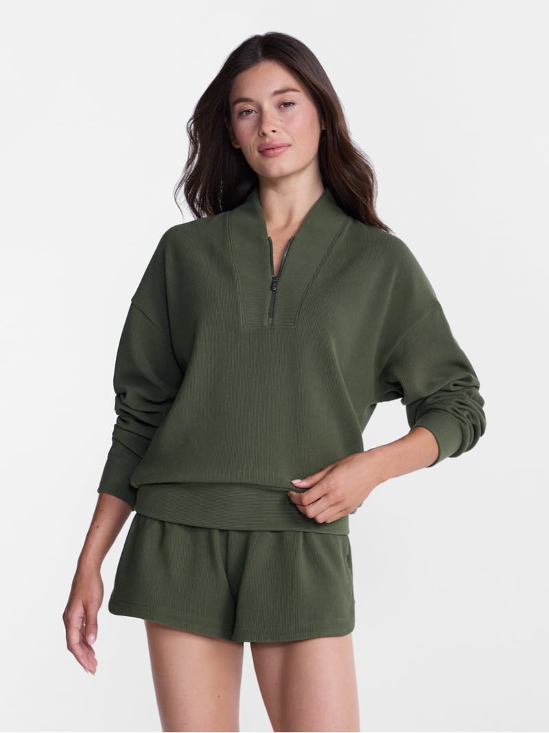 トップス Alwayth for wake sweat set up size XL Avia Women's and Women's Plus Ribbed Ottoman Quarter Zip