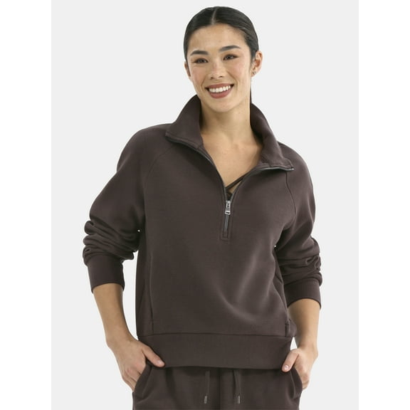 Avia Women's and Women's Ottoman 1/2 Zip Sweatshirt, Sizes XS-4X