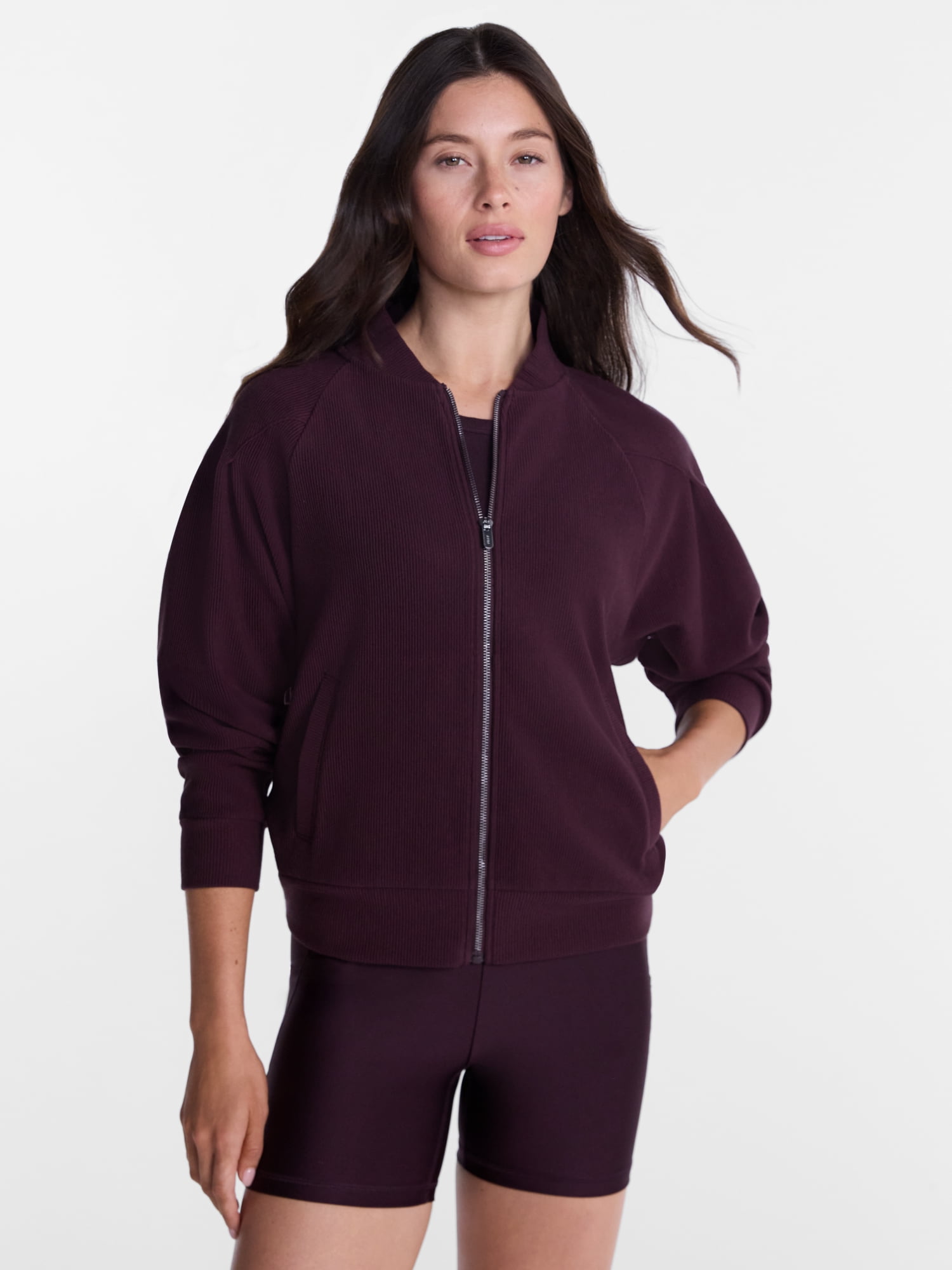 Avia Women's and Women's Plus Ottoman Full Zip Bomber Jacket, Sizes XS-4X