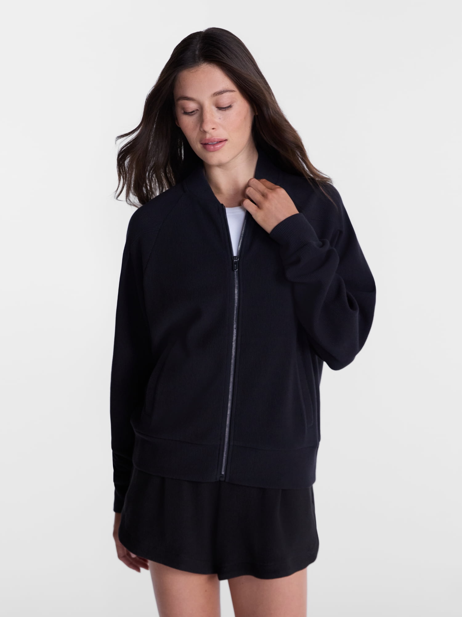 Avia Women's and Women's Plus Ottoman Full Zip Bomber Jacket, Sizes XS-4X