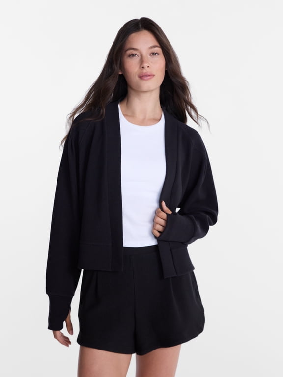 Women's and Women's Plus Ribbed Ottoman Shrug Cardigan, Sizes XS-4X