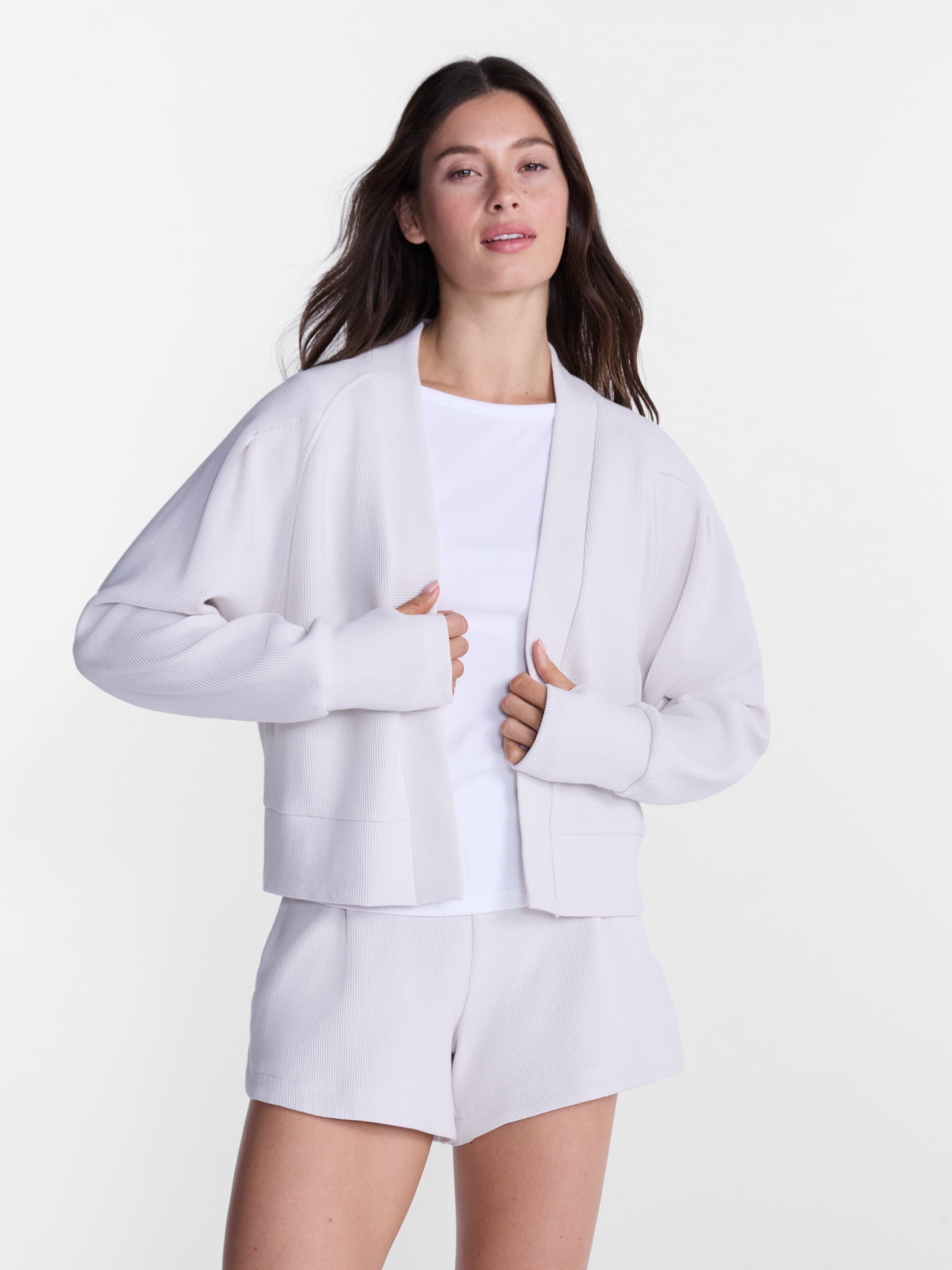 Avia Women's and Women's Plus Ribbed Ottoman Shrug Cardigan, Sizes XS-4X