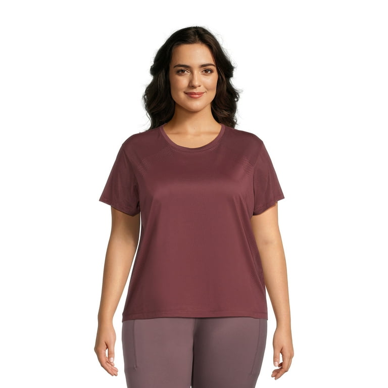 Avia Women’s Perforated Performance T-Shirt with Short Sleeves, Sizes S-XXXL