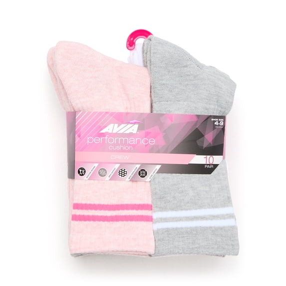 Avia Women's Performance Cushion Crew Socks, 10-Pack