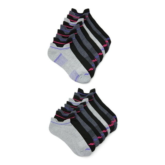 Avia Women's Performance Cushion Low Cut Socks with Back Tab, 10 pack