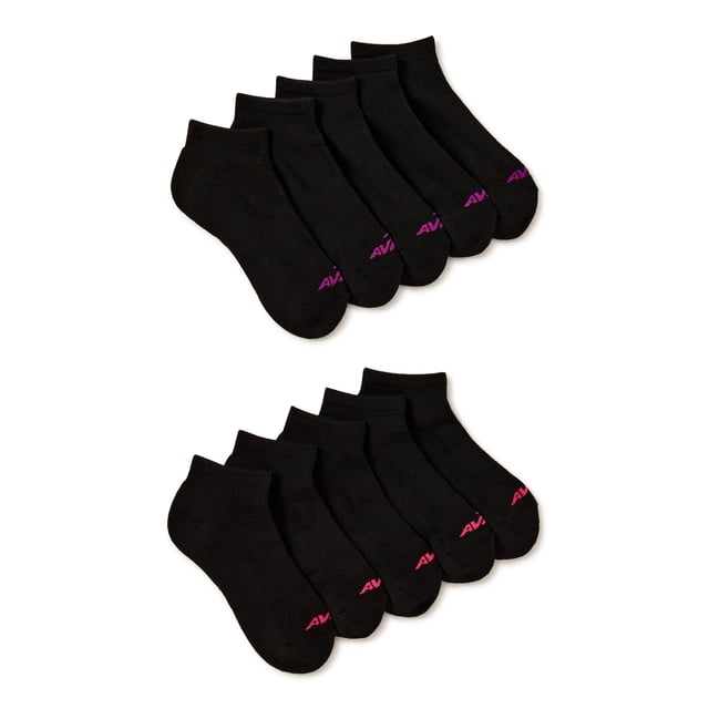 Avia Women's Performance Cushioned Ankle Socks, 10 Pack, Shoe Sizes 4-9