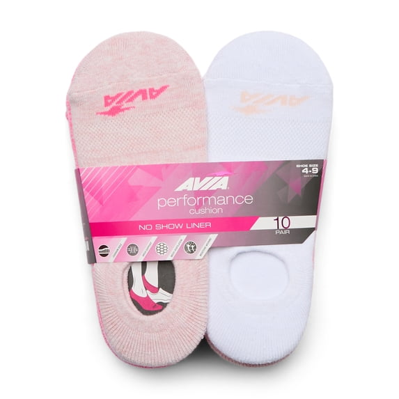 Avia Women's Performance Cushioned Liner Socks, 10-Pack