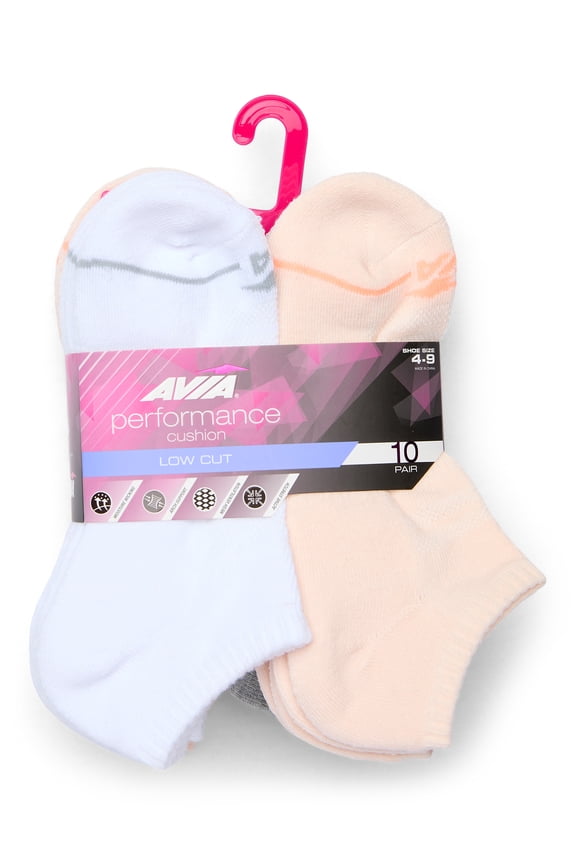 Women's Performance Cushioned Low Cut Socks, 10-Pack