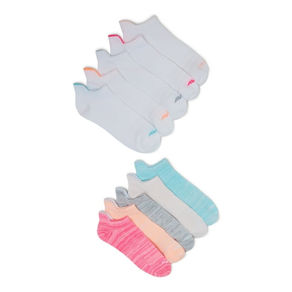 Avia Women's Performance Light Weight Low Cut Socks with Back Tab, Pack of 10