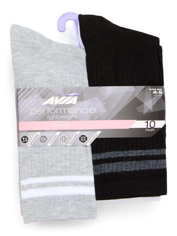 Women's Performance Lightweight Crew Socks, 10-Pack