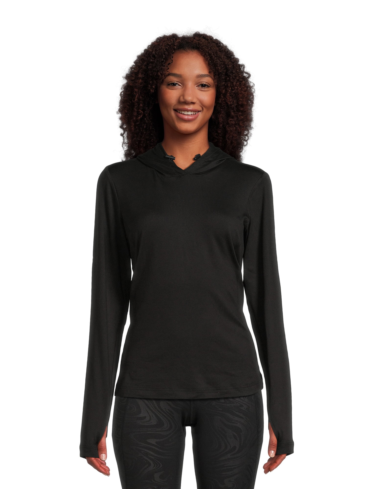 Avia Womenâs Performance Tee with Hood and Long Sleeves, Sizes XS-3X 