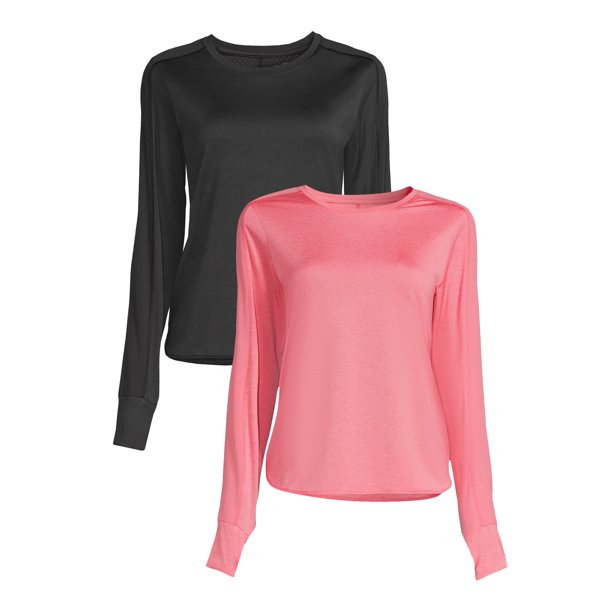 Avia Women's Performance Tee with Long Sleeves, 2Pack