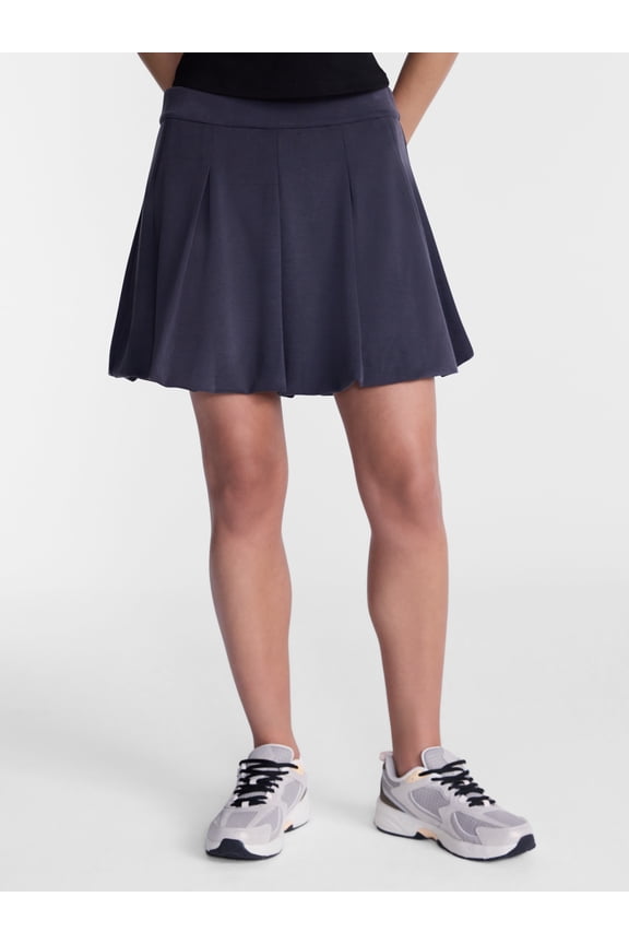 Women's Pique Knit Pleated Bubble Hem Skort, Sizes XS-XXXL