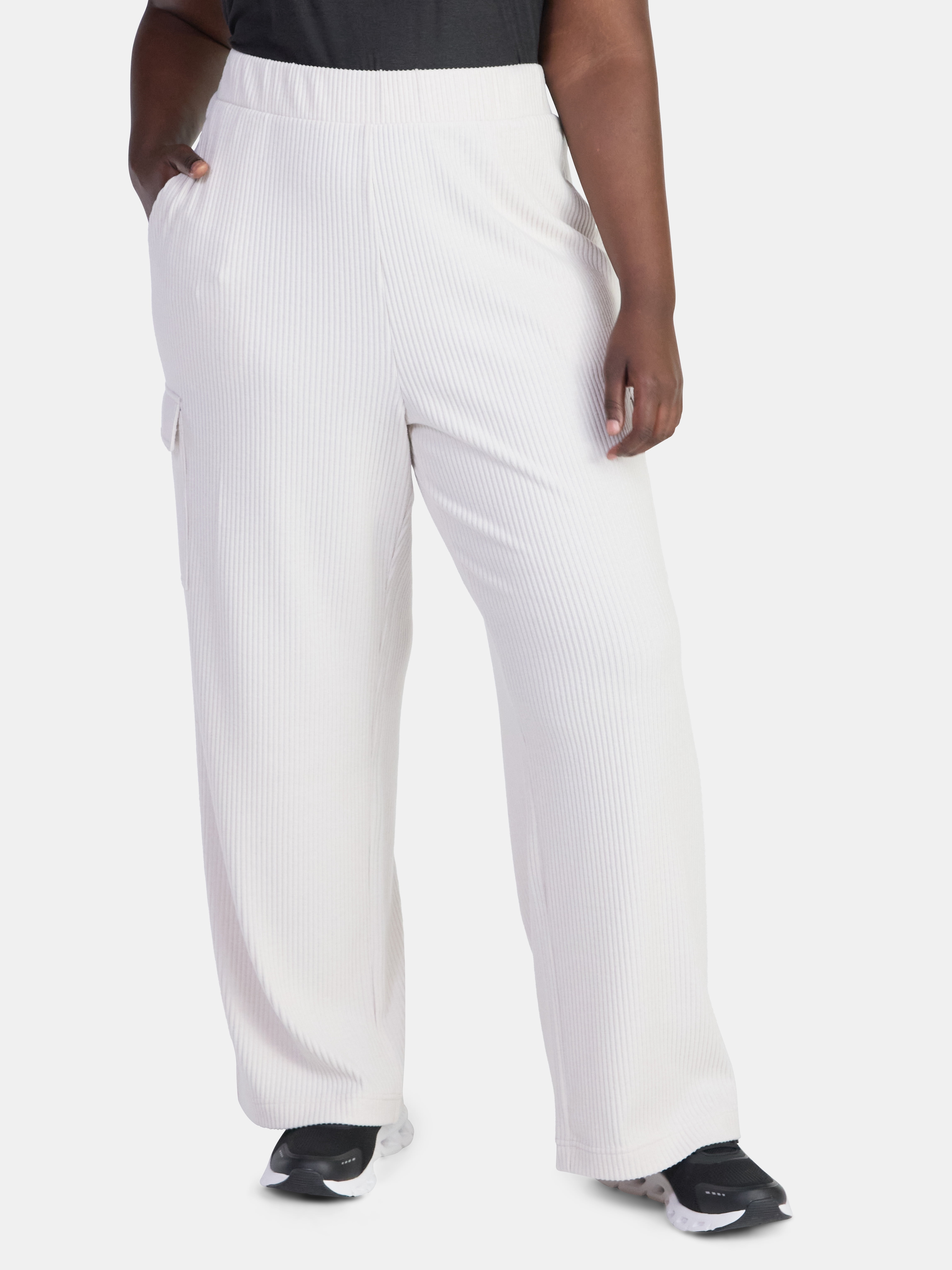 Avia Women’s and Women's Plus Corded Ribbed Seamed Wide-Leg Pants, Sizes XS-4X