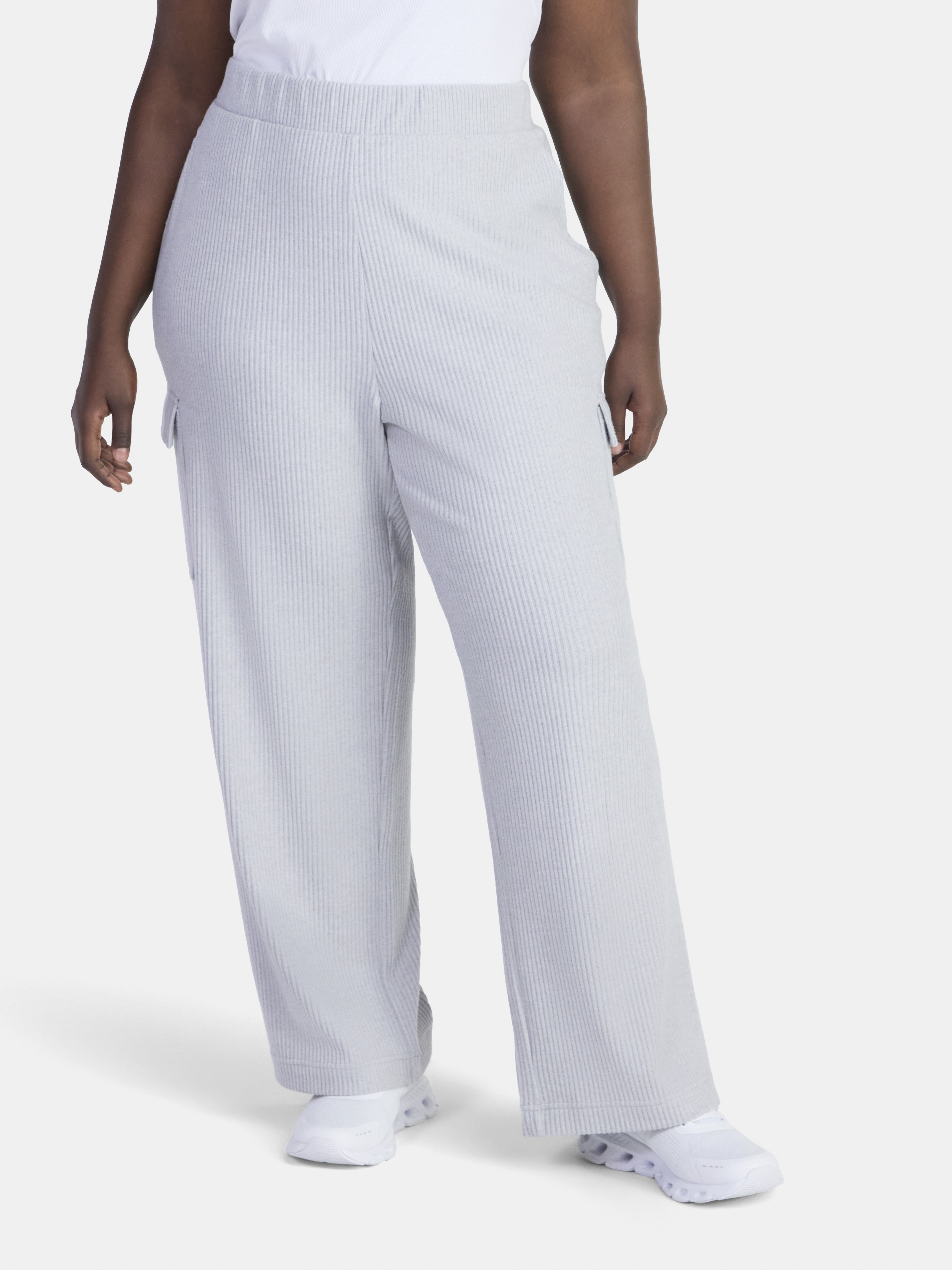 Avia Women’s and Women's Plus Corded Ribbed Seamed Wide-Leg Pants, Sizes XS-4X