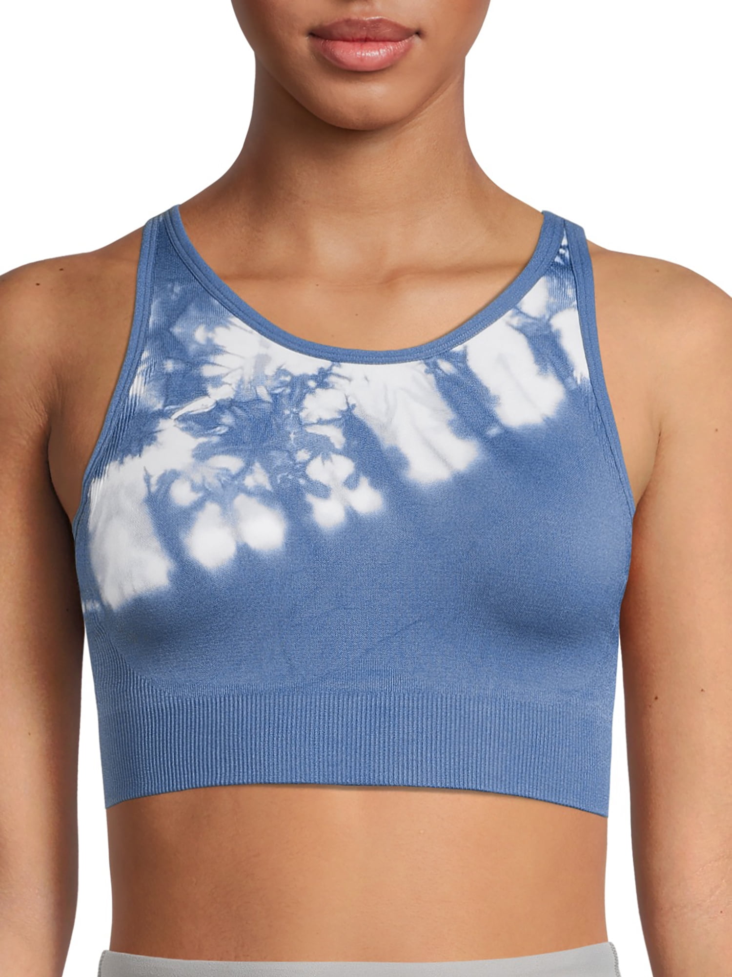 Avia Women’s Plus Medium Support Seamless High Neck Strappy Back Sports Bra