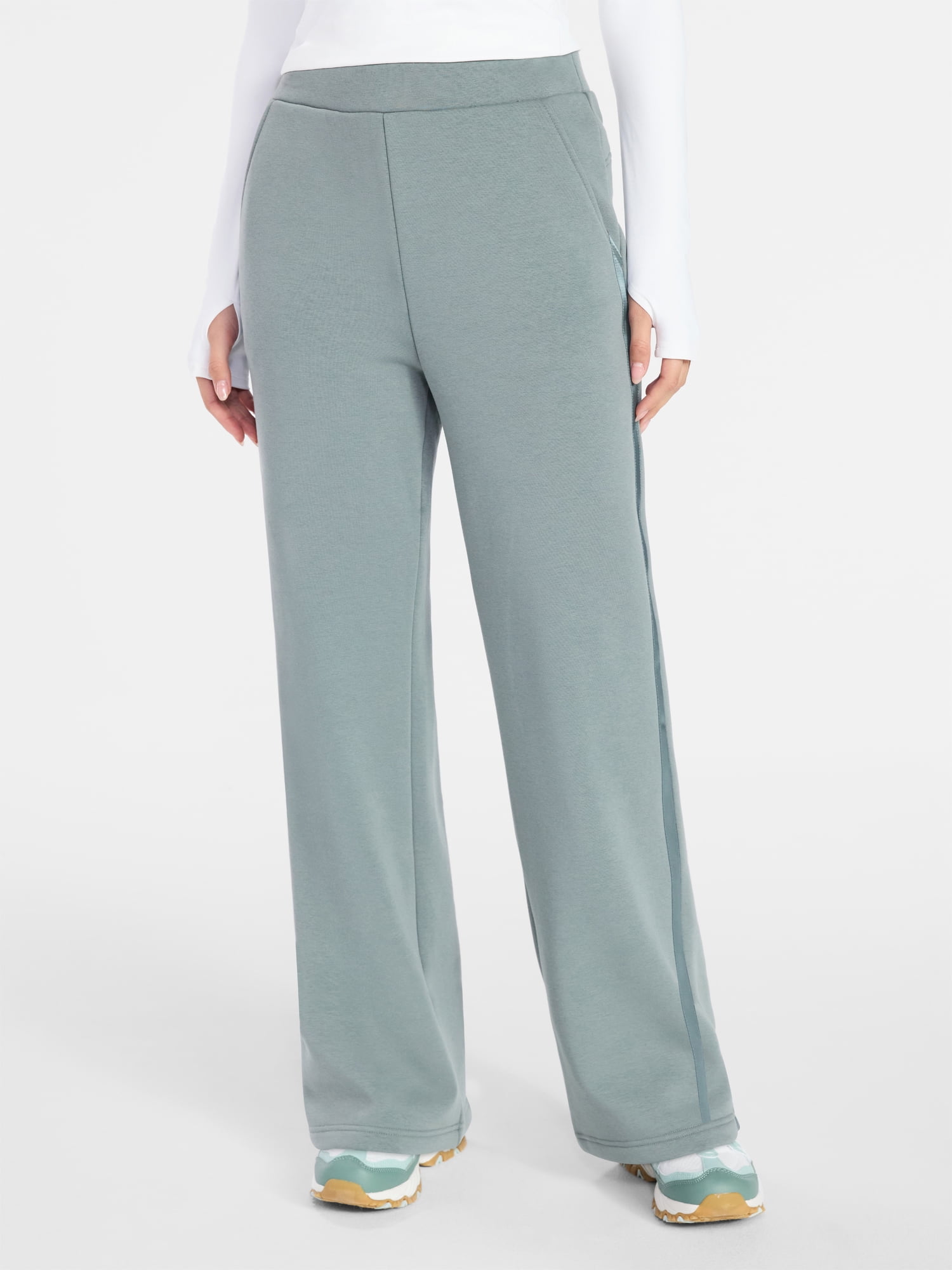 Avia Women's and Women's Plus Fleece Sweatpants with Satin Trim, Sizes XS-4X