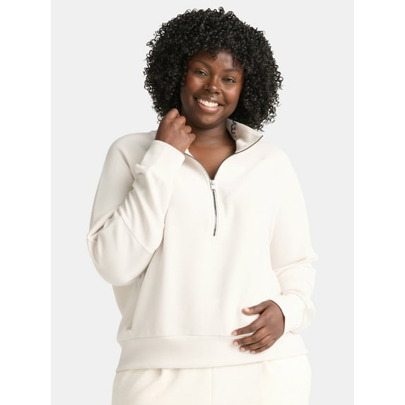 Avia Women's and Women's Ottoman 1/2 Zip Sweatshirt, Sizes XS-4X