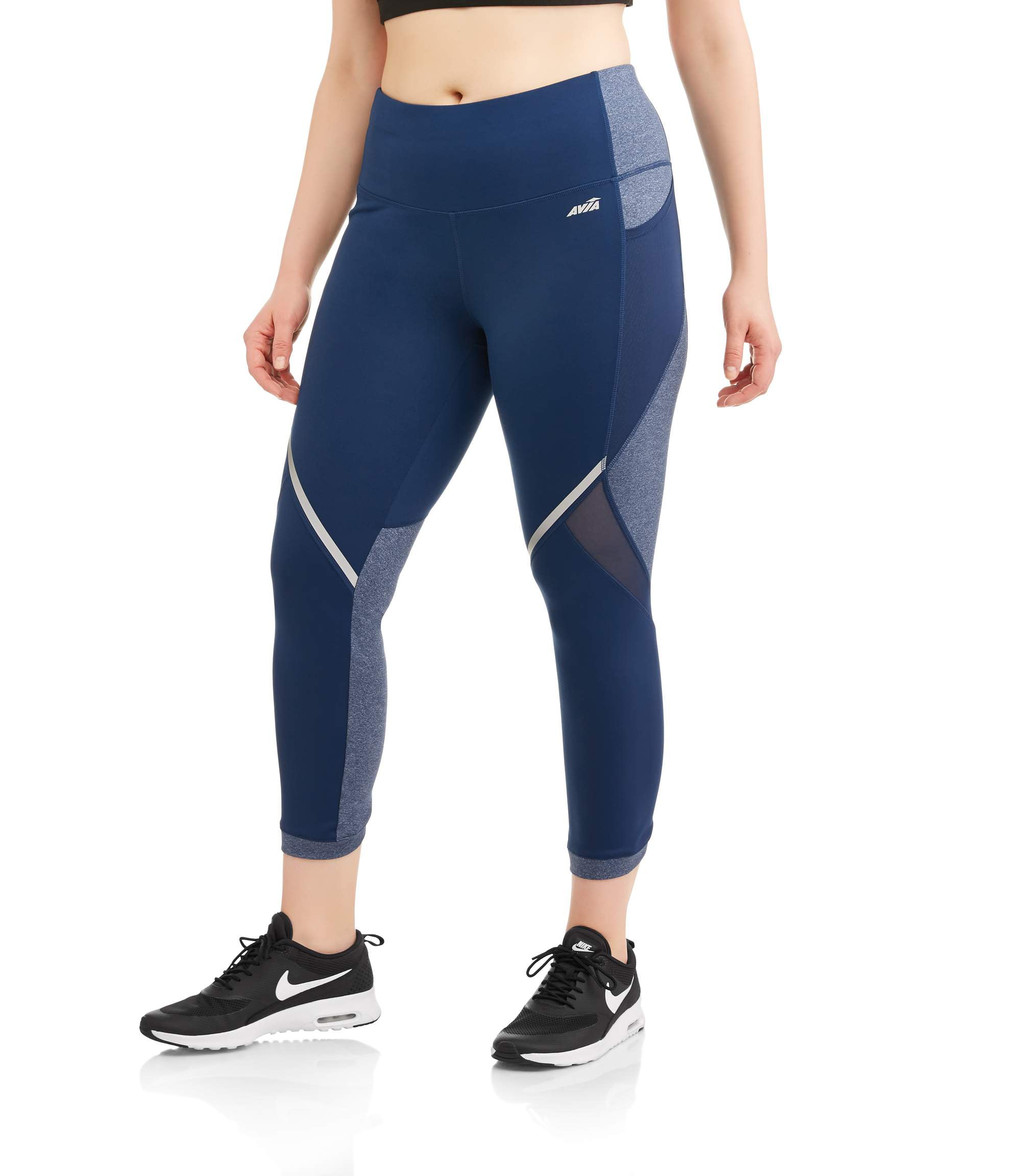 Avia Women's Plus Size Active Performance 25 Intertwined Crop with Mesh ...