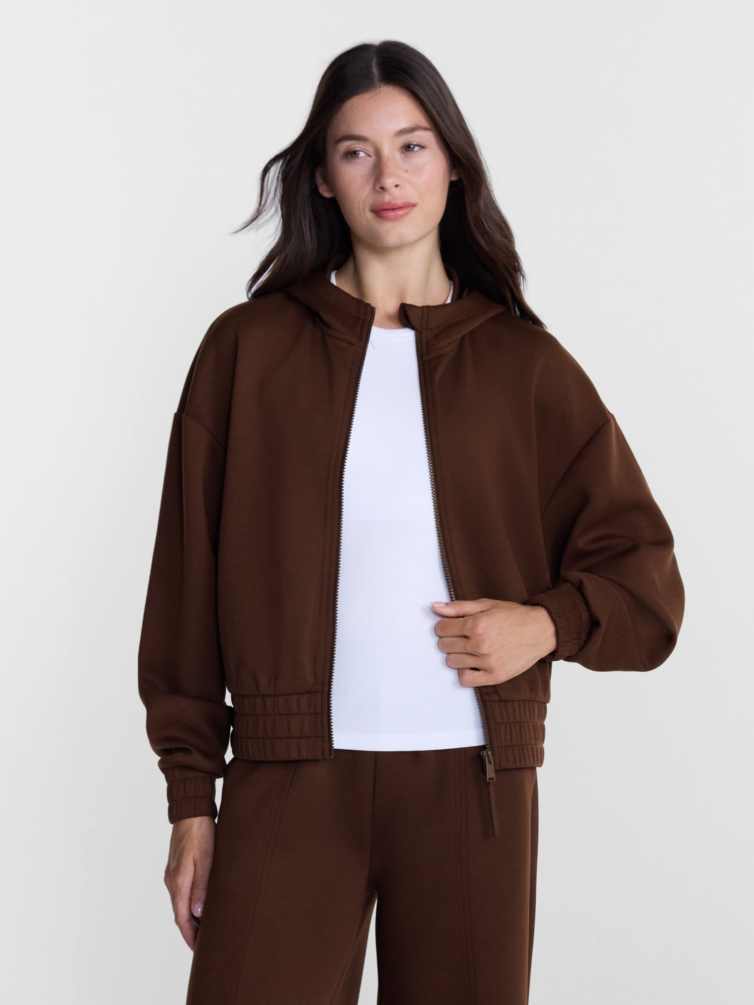 Avia Women's and Women's Plus ScubaKnit Cropped Zip Hoodie, Sizes XS-4X