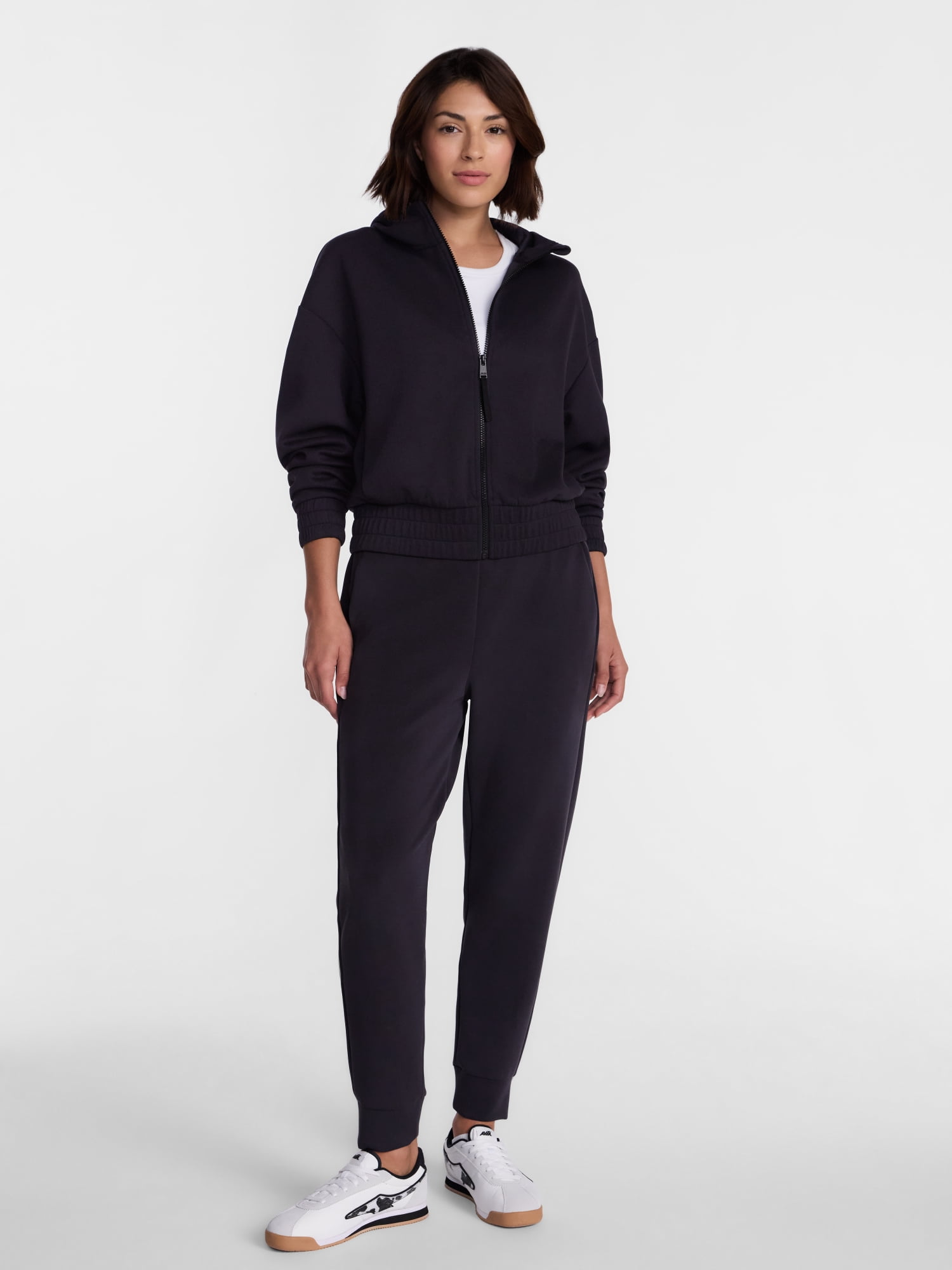 Avia Women's and Women's Plus ScubaKnit Cropped Zip Hoodie, Sizes XS-4X