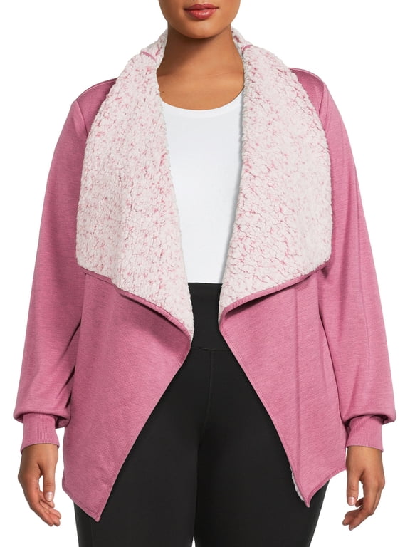 Women's Plus Size Faux Sherpa Lined Cardigan