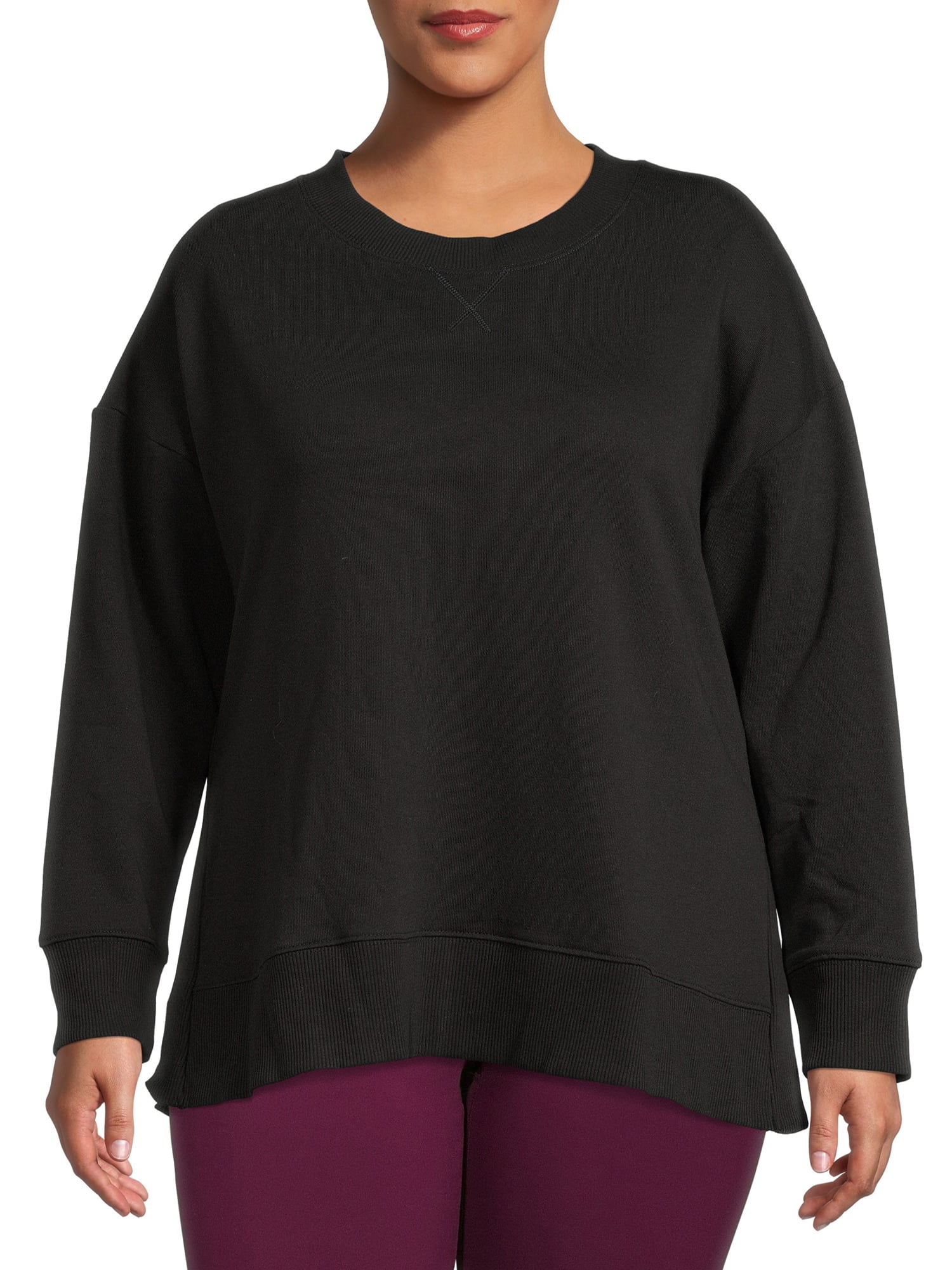 Avia Women's Plus Size High Slit Fleece Sweatshirt - Walmart.com