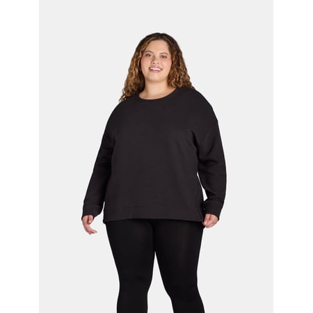 Avia Women's and Women's Plus Ottoman Crewneck Top with Long Sleeves, Sizes XS-4X