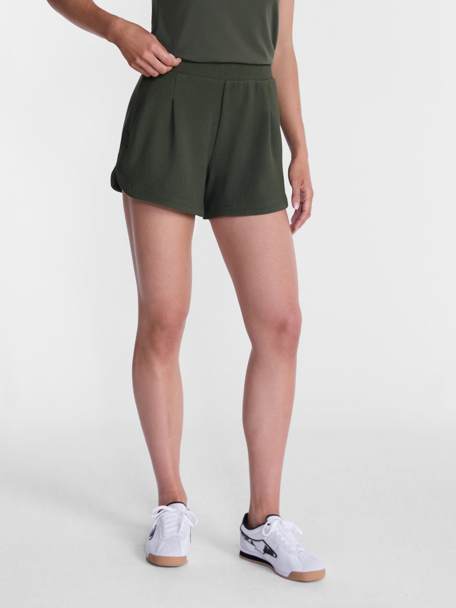 Avia Women's and Women's Plus Ribbed Ottoman Lounge Shorts, 4.25'' Inseam, Sizes XS-4X