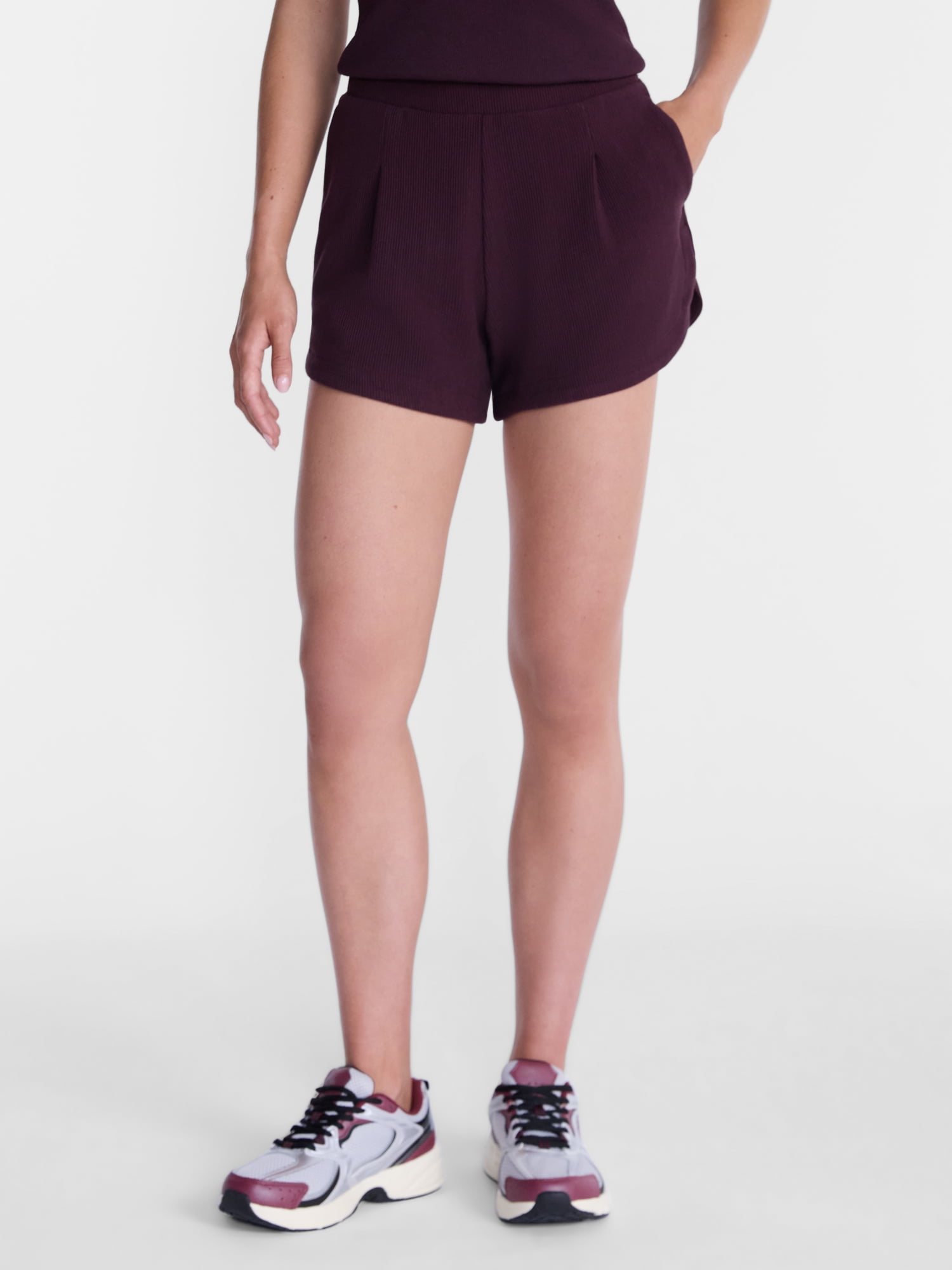 Avia Women's and Women's Plus Ribbed Ottoman Lounge Shorts, 4.25'' Inseam, Sizes XS-4X