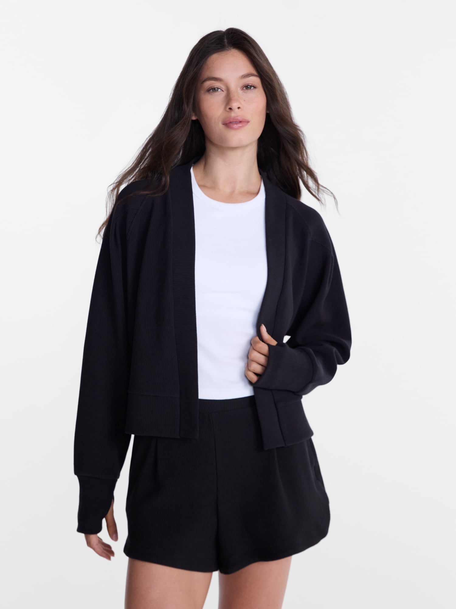 Avia Women's and Women's Plus Ribbed Ottoman Shrug Cardigan, Sizes XS-4X