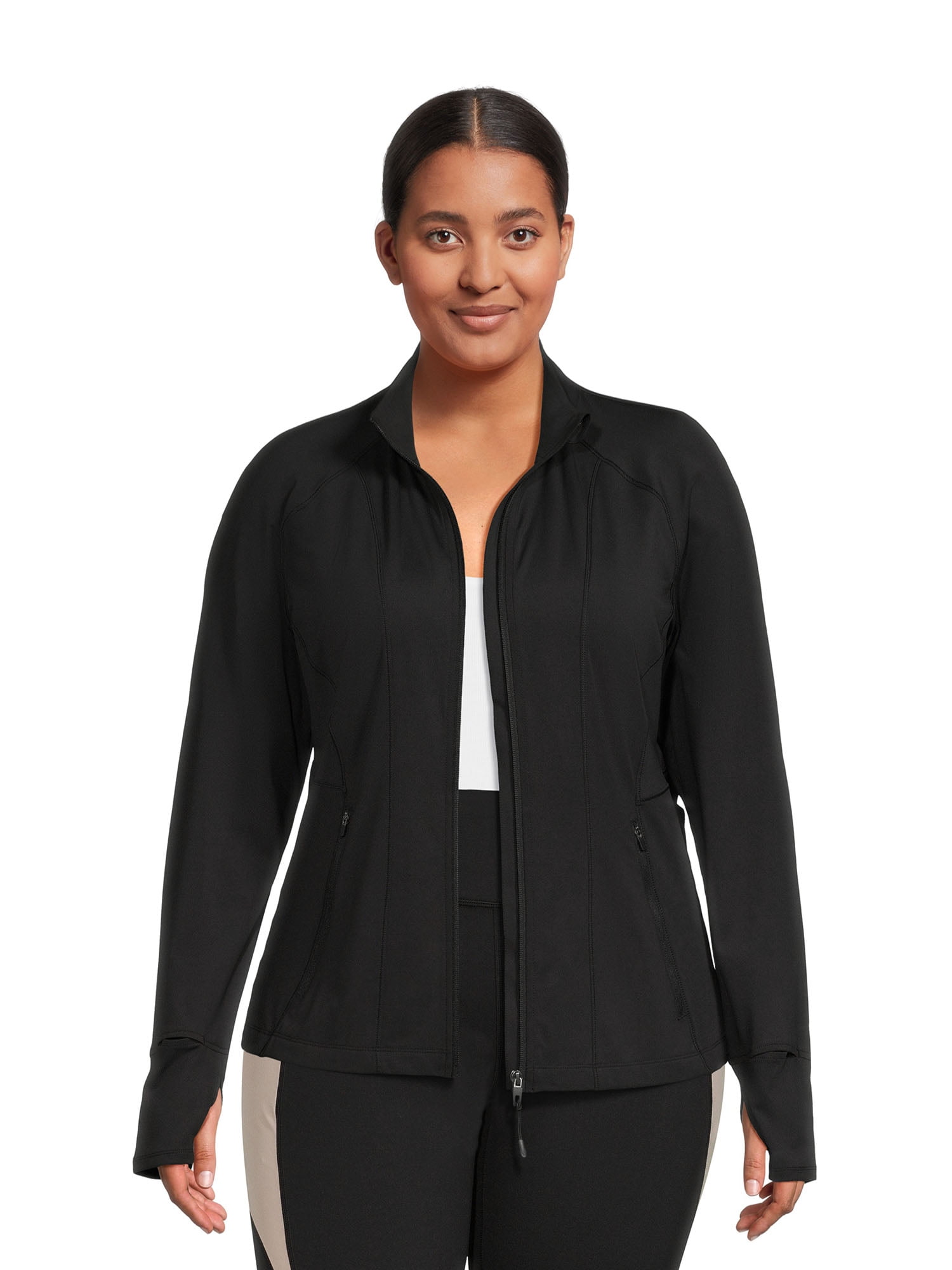 Avia Women's Performance Full Zip Jacket with Thumbholes, Sizes