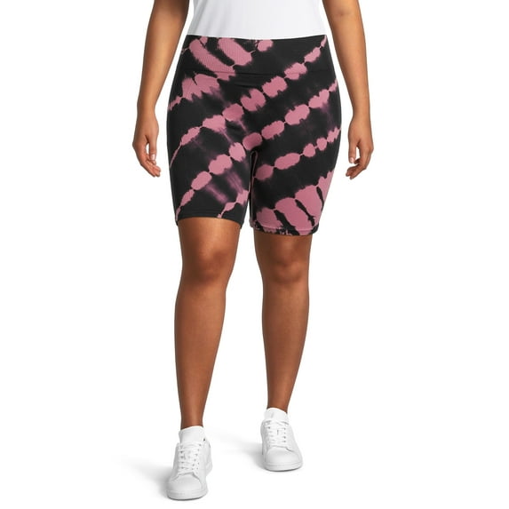 Avia Women's Plus Size Seamless Printed Bike Shorts