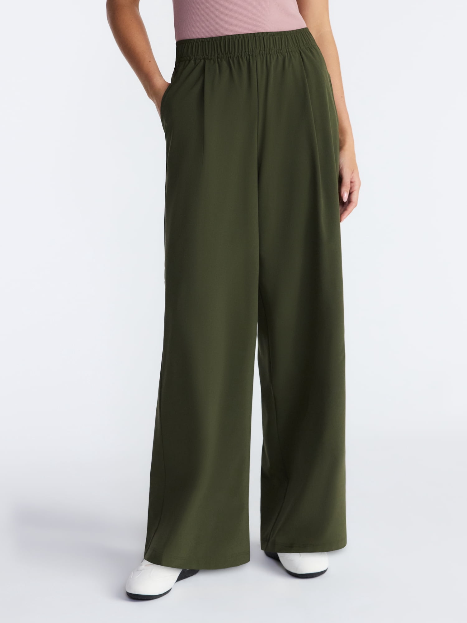 Avia Women's and Women's Plus FeatherStretch Woven Wide Leg Pants, 30'' Inseam, Sizes XS-4X