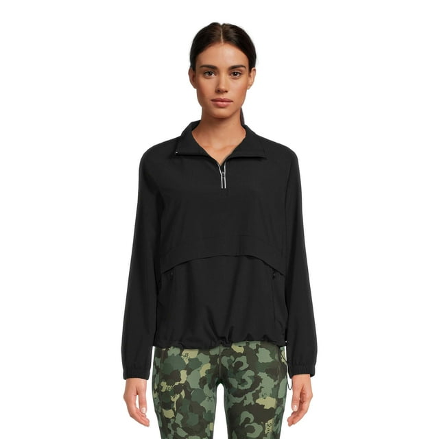 Avia Women's Pullover Mock Neck Quarter Zip Windbreaker Jacket