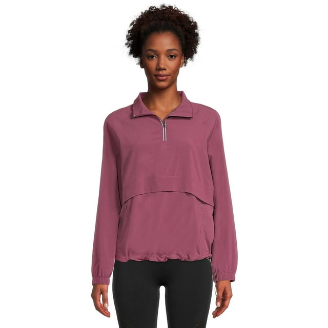 Avia Women's Pullover Mock Neck Quarter Zip Windbreaker Jacket