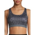 thumbnail image 1 of Avia Pullover Racerback Striped Sports Bra for Women, Medium Impct, Black Leopard Print, Size L, 1 of 5