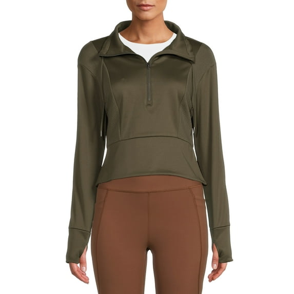 Avia Women's Quarter-Zip Ribbed Pullover Jacket