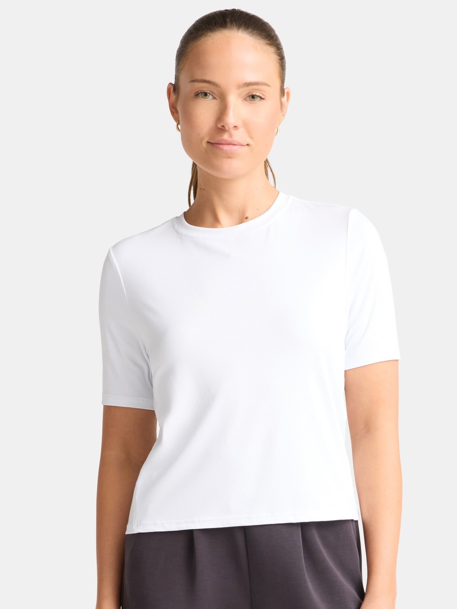 Avia Women's Ribbed Crop Tee with Short Sleeves, Sizes XS-XXXL