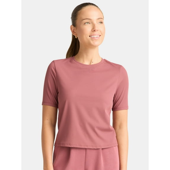 Avia Women's Ribbed Crop Tee with Short Sleeves, Sizes XS-XXXL
